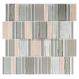 Strip Brick Gray Glass Crystal Mix Marble Mosaic Tile