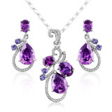 Purple Cubic Zirconia Fashion Jewellery Accessories Necklace Set Factory