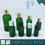 Frosted Green Glass Bottle for Cosmetics Essential Oil with Aluminum Cap