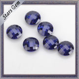 Blue Color AAA Grade 5mm Round Double Checker Cut Cubic Zirconia for Golden Jewelry