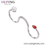 Xuping Pearl Adjustable Big Three Finger Rings for Women Crystals From Swarovski