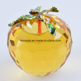 80mm Big Yellow Crystal Glass Apple for Decoration Paperweight