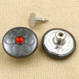 Decorating Metal Brass Jeans Button with Red Crystal Diamond