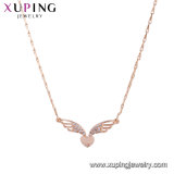 44395 Fashion Elegant 24K Gold-Plated Women CZ Leaf-Shaped Imitation Jewelry Chain Necklace