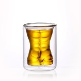 Popular Man Shape Handmade Double Wall Glass Beer Cup