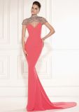 High Collar Crystal Backless Fashion Dress Mermaid Evening Gown