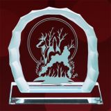 Frosted Jade Glass Trophy