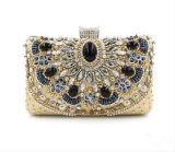 Fashion Ladies Stitching Pattern PU Rhinestone Handmade Evening Clutch Bag