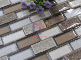 Warm Beige Ceramic Mosaic Strip Shape Mix Glass (CFS721)