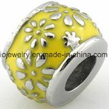 Yellow Enamel Flower Bead for Girls