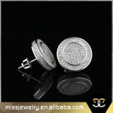 Saudi Gold Jewelry Round Hiop Hop CZ Stud Earrings Mjce030