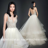 Lace Bridal Gown Crystal Bodice Ruffles Tulle Wedding Dress 2018 C2169