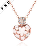 Fashion Handmade Rose Gold Heart Pendant Necklace with Crystal