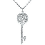 Flower and Key Shape Fashion Pendant Necklace Jewelry