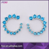 Letter C Shape Stud Earring with Micro Pave Setting