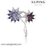 00048 Fashion Rhodium Flower Design Leaf Crystals From Swarovski Jewelry Brooch