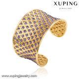 B-110 Fashion Luxury Charming Gold Jewelry CZ Open Bangle with Violet Stone