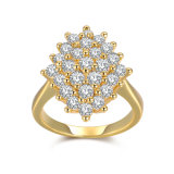 China Customized Yellow Gold Plated Crystal Fashion Engagement Ring