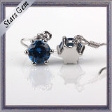 4mm Lab-Created Sapphire Eardrop in Stering Silver with Platinum Plated