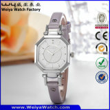 Factory Casual Leather Strap Watch Quartz Ladies Wrist Watches (Wy-073D)