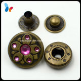 Decorating Metal Spring Snap Button Jewelry with Crystal Diamond