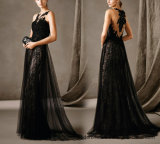 Stock Prom Dresses Lace Tulle Beading Party Evening Dress E1784