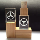 Eco Wooden USB 3D Laser Engraving Crystal USB