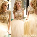 A-Line Cocktail Dress Evening Gown Crystals Vestidos Sheer Prom Dresses (B201507)