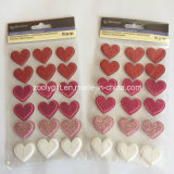 Red Pink White Glitter 3D Hearted Sticker