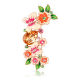 Custom Fashion Costume Jewelry Enamel Flower Rhinestone Crystal Pin Brooch