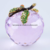 60mm Big Crystal Glass Faceted Pink Apple for Paperweight