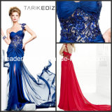 Sheath One-Shoulder Court Train Beaded Crystal Applique Chiffon Formal Dresses Rz45