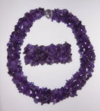 Semi Precious Stone Natural Crystal Amethyst Chips Beaded Necklace Jewelry Sets