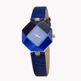 Geometry Crystal Leather Quartz Wristwatch