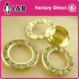 Round Metal Brass Rhinestone Eyelet Crystal Diamond Grommets Glass Eyelets