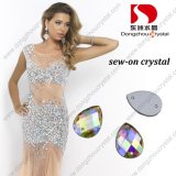 Drop Flat Back Glass Rhinestone with Two Holes