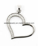 925 Fashion Sterling Silver Heart Crystal Pendant with White CZ