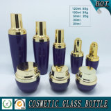 Purple Colored Cosmetics Glass Serum Dropper Bottle and Skin Face Cream Jar with Silver Cap