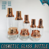 Skin Care Packaging Cosmetic Glass Bottle Cream Jar with Rose Gold Pump Lid