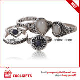 Round Silver Diamond Jewelry Cat's Eye Ring Set for Gift