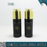 50ml Black Glass Spray Perfume Bottle with Gold Acrylic Lid