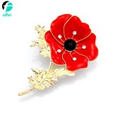 Red Remembrance Poppy Brooch Pin Banquet Crystal Badge