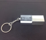 Customized 3D Logo Crystal USB Flash with Key Chain