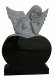 Hot Design Jet Black Weeping Angle Granite Headstones with Heart