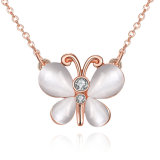 Fsahion Rose Gold Plated Butterfly Shape Pendant Necklace Crystal with Opal Necklace