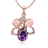 Beautiful Design Bee Shape Purple Crystal Pendant Necklace Rose Gold Plated Hot Sale Jewelry