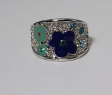 Fashion Jewelry Ring in Good Quality with Flower and Rhinestones