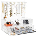 Modern Stylish Clear Acrylic Jewelry Organizer with Makeup Drawer