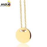 Fashion Jewelry Stainless Steel Gold Plated Round Pendant Clavicle Necklace