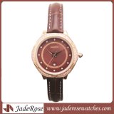 Ladies Fashion Watches, Unique Crystal Quartz Watch with Genuine Leather